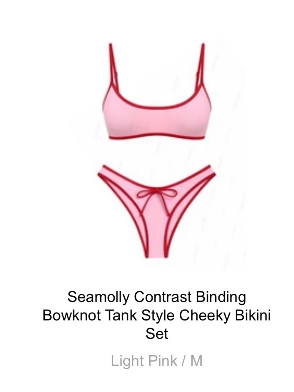 SEAMOLLY CONTRAST BINDING BOWKNOT TANK STYLE CHEEKY BIKINI SET